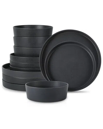 Stone By Mercer Project Modan 12pc Dinnerware Set In Black