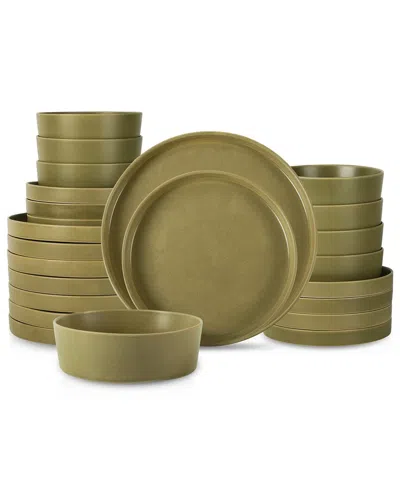 Stone By Mercer Project Modan 24pc Dinnerware Set In Green