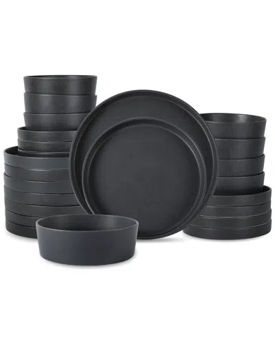 Stone By Mercer Project Modan 24pc Dinnerware Set In Black