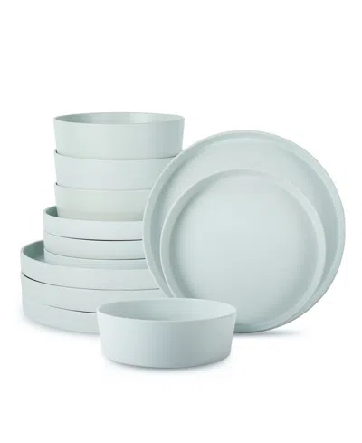 Stone By Mercer Project Modan Stoneware 12 Pc. Dinnerware Set, Service For 4 In Blue-grey