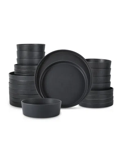 Stone By Mercer Project Modan Stoneware 24 Pc. Dinnerware Set, Service For 8 In Charcoal