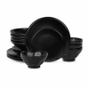Stone By Mercer Project Nendo 16-pc. Stoneware Dinnerware Set In Black