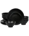 Stone By Mercer Project Nendo 16pc Stoneware Dinnerware Set In Black