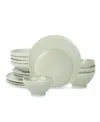 Stone By Mercer Project Nendo Stoneware 16 Pc. Dinnerware Set, Service For 4 In Sage-grey