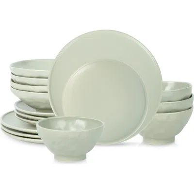 Stone By Mercer Project Nendo Stoneware 16-piece Dinnerware Set In Sage-grey