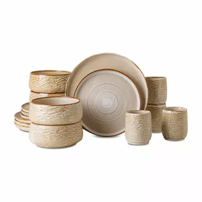 Stone By Mercer Project Shosai 16-pc. Stoneware Dinnerware Set In Brown