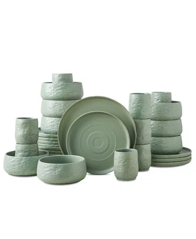 Stone By Mercer Project Shosai 32 Pc. Dinnerware Set, Service For 8 In Green