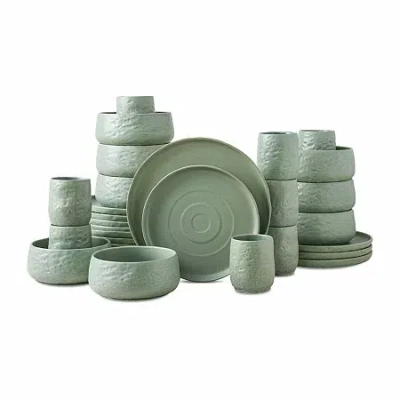 Stone By Mercer Project Shosai 32-pc. Stoneware Dinnerware Set In Green