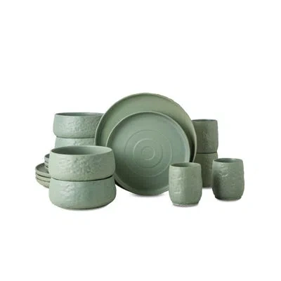 Stone By Mercer Project Shosai  Shosai 16-piece Dinnerware Set Stoneware In Green