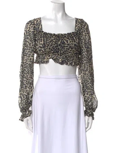 Pre-owned Stone Cold Fox Animal Print Square Neckline Crop Top In Neutral