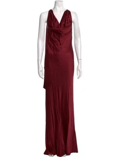 Pre-owned Stone Cold Fox Cowl Neck Long Dress In Red