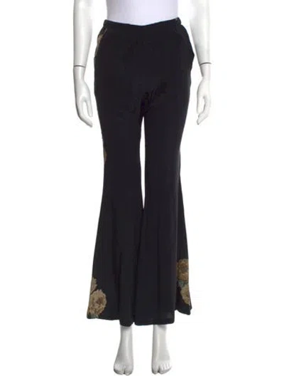 Pre-owned Stone Cold Fox Floral Print Flared Pants In Black