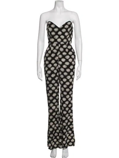 Pre-owned Stone Cold Fox Floral Print Strapless Jumpsuit In Black