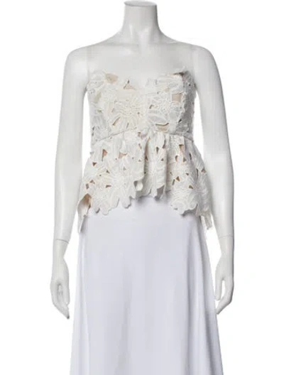 Pre-owned Stone Cold Fox Floral Print Strapless Top In White