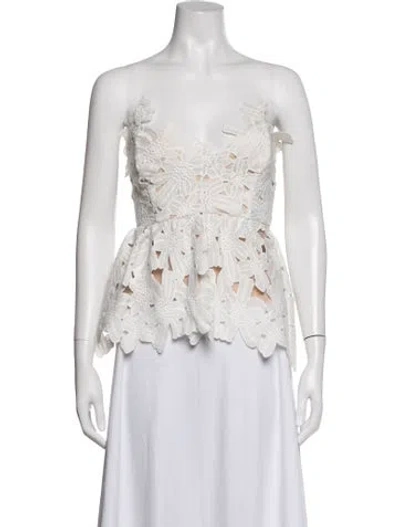 Pre-owned Stone Cold Fox Floral Print V-neck Top In White