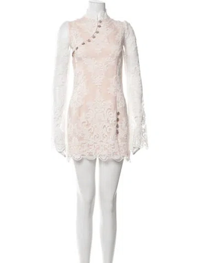 Pre-owned Stone Cold Fox Lace Mini Dress In White
