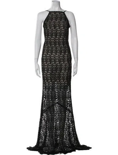 Pre-owned Stone Cold Fox Lace Pattern Long Dress W/ Tags In Black