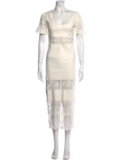 Pre-owned Stone Cold Fox Lace Pattern Long Dress In White