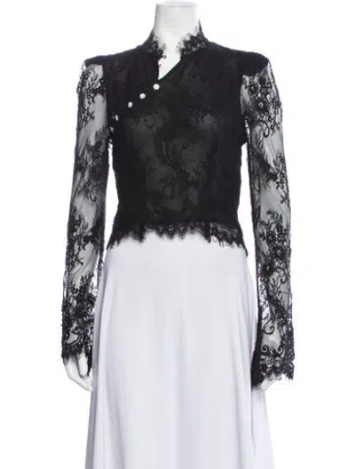 Pre-owned Stone Cold Fox Lace Pattern Long Sleeve Blouse In Black