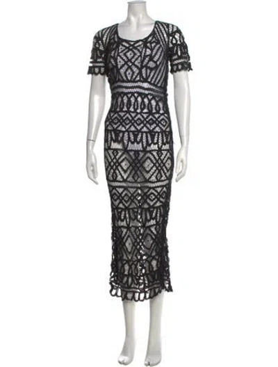 Pre-owned Stone Cold Fox Lace Pattern Midi Length Dress In Black