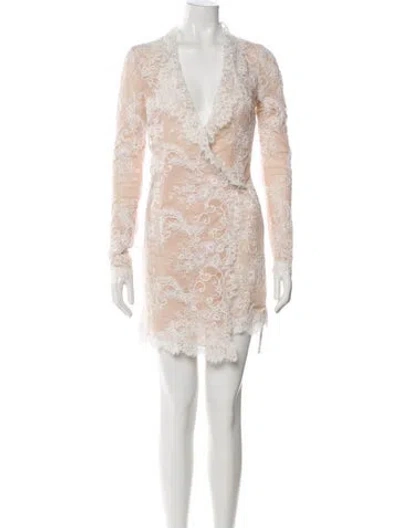 Pre-owned Stone Cold Fox Lace Pattern Mini Dress In Neutral