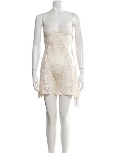 Pre-owned Stone Cold Fox Lace Pattern Mini Dress In Neutrals