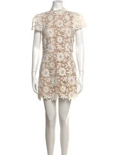 Pre-owned Stone Cold Fox Lace Pattern Mini Dress In Neutrals