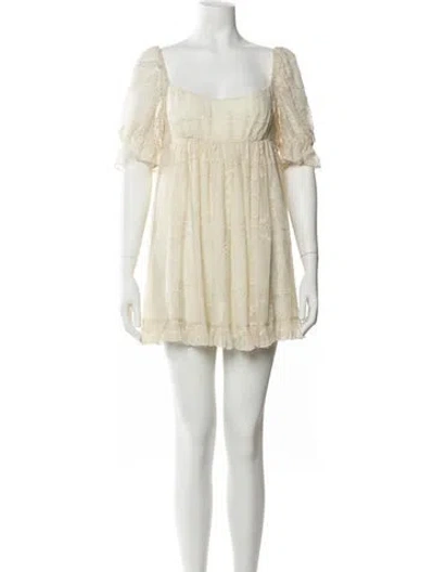Pre-owned Stone Cold Fox Lace Pattern Mini Dress In Neutrals