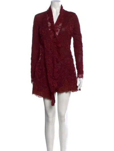 Pre-owned Stone Cold Fox Lace Pattern Mini Dress In Red