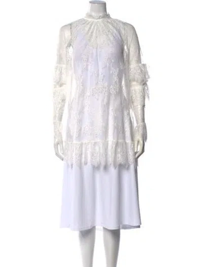 Pre-owned Stone Cold Fox Lace Pattern Mini Dress W/ Tags In White