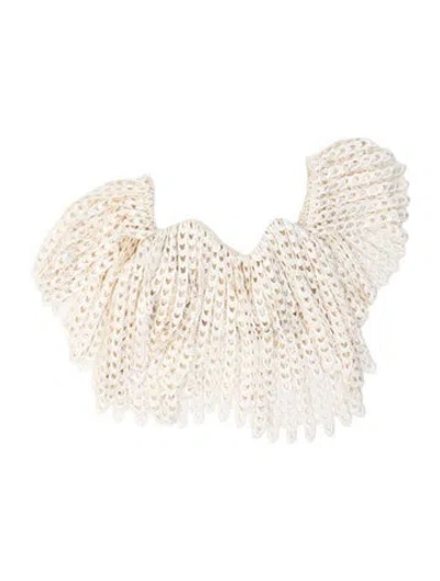 Pre-owned Stone Cold Fox Lace Pattern Off-the-shoulder Top In Neutrals