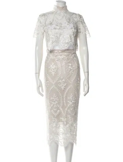 Pre-owned Stone Cold Fox Lace Pattern Skirt Set In Neutrals