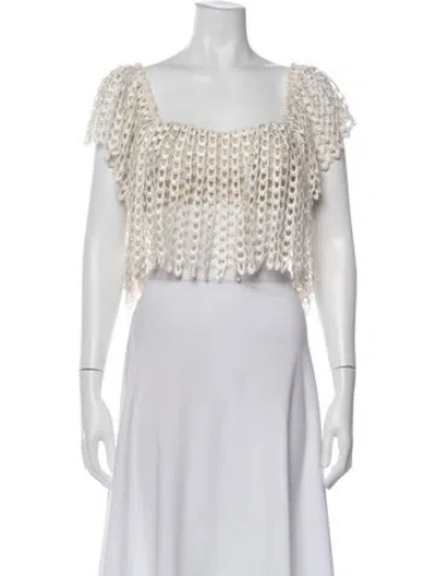 Pre-owned Stone Cold Fox Lace Pattern Square Neckline Crop Top