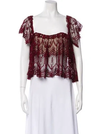 Pre-owned Stone Cold Fox Lace Pattern Square Neckline Top In Multi