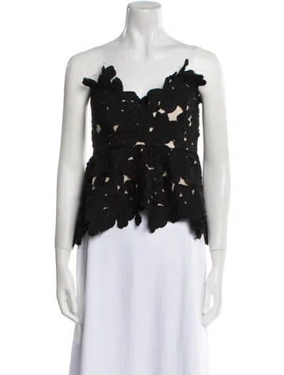 Pre-owned Stone Cold Fox Lace Pattern Strapless Crop Top In Black