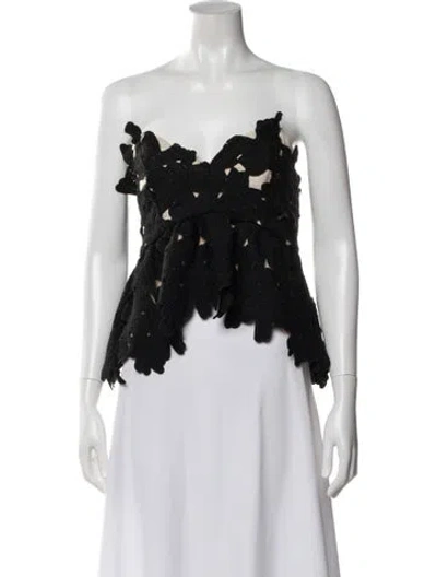 Pre-owned Stone Cold Fox Lace Pattern Strapless Top In Black