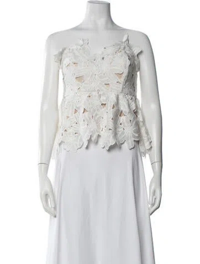 Pre-owned Stone Cold Fox Lace Pattern V-neck Top In White