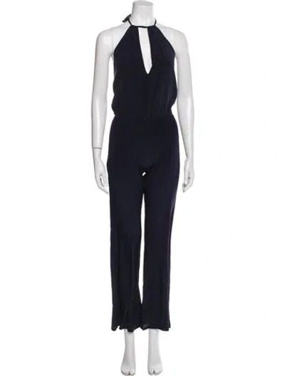 Pre-owned Stone Cold Fox Linen Halterneck Jumpsuit In Blue