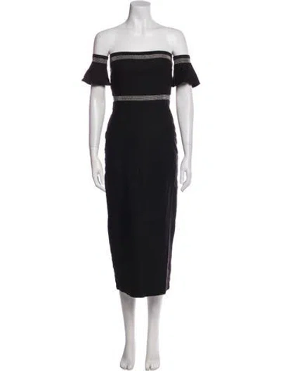 Pre-owned Stone Cold Fox Linen Midi Length Dress In Black