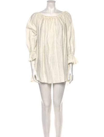 Pre-owned Stone Cold Fox Linen Mini Dress In White