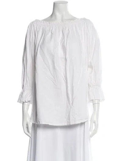 Pre-owned Stone Cold Fox Linen Off-the-shoulder Blouse In White