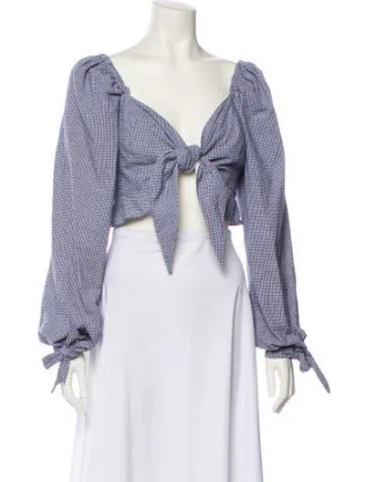 Pre-owned Stone Cold Fox Nylon Plaid Print Bolero In Blue