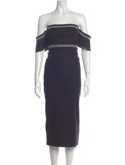 Pre-owned Stone Cold Fox Off-the-shoulder Knee-length Dress In Black