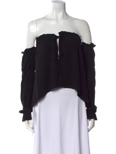 Pre-owned Stone Cold Fox Off-the-shoulder Long Sleeve Crop Top In Black