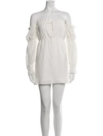 Pre-owned Stone Cold Fox Off-the-shoulder Mini Dress In White