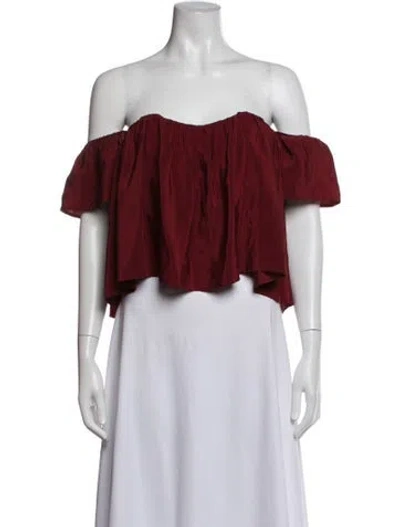 Pre-owned Stone Cold Fox Off-the-shoulder Sleeveless Crop Top In Red