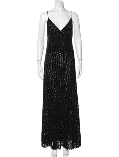 Pre-owned Stone Cold Fox Patterned Long Dress In Black