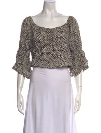Pre-owned Stone Cold Fox Patterned Square Neckline Top In Neutrals