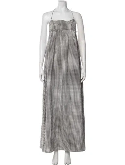 Pre-owned Stone Cold Fox Plaid Print Long Dress W/ Tags In Grey