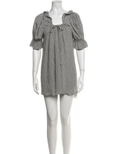 Pre-owned Stone Cold Fox Plaid Print Mini Dress In White